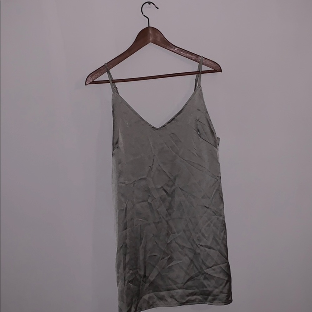 Silk olive green dress